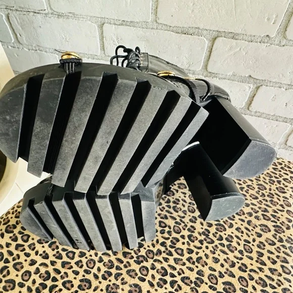 Wild Diva Black Patent Leather Gemstone Boots - Picture 10 of 16